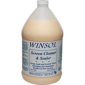 Winsol Screen Cleaner, product bottle with label for cleaning and sealing screens and glass surfaces.