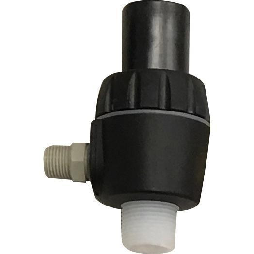 ProTool Mixing Chamber, black cylindrical industrial mixing chamber with inlet and outlet connectors.