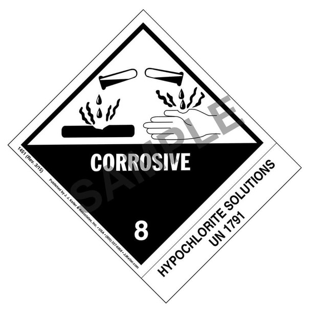 ProTool Sodium Hypochlorite (SH) 12.5 per gallon, hazard label indicating corrosive chemical with a pictogram of corrosive damage to skin or materials.