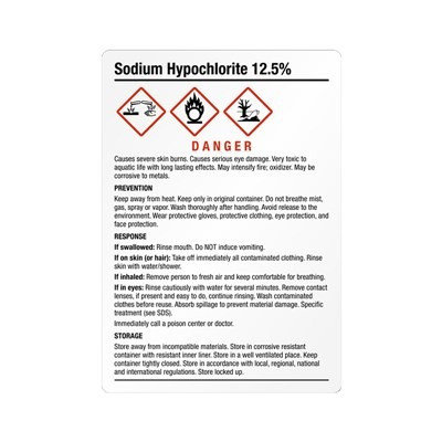 ProTool Sodium Hypochlorite 12.5% SH GHS label