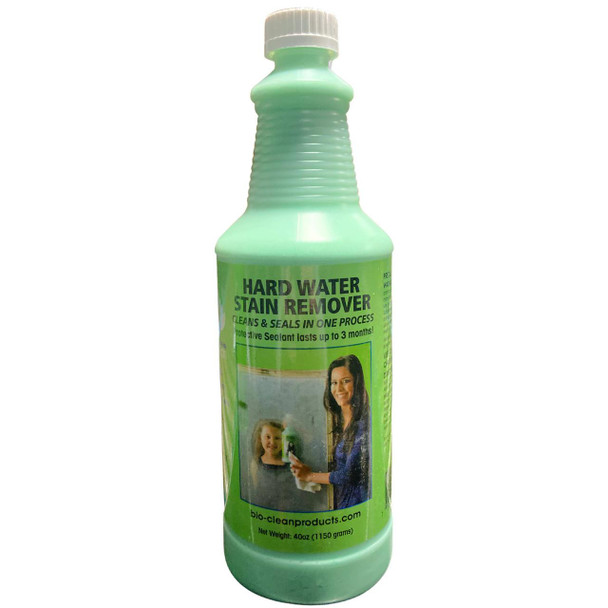 BioClean Bio Clean, 40oz, bottle of hard water stain remover for cleaning and sealing surfaces.