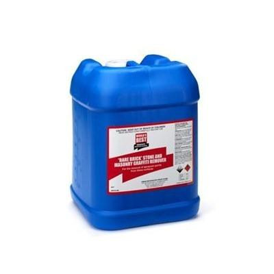 J.Racenstein Graffiti Remover 5gal BareBrick/Stone/Mason, a blue plastic container with a label for graffiti removal product.