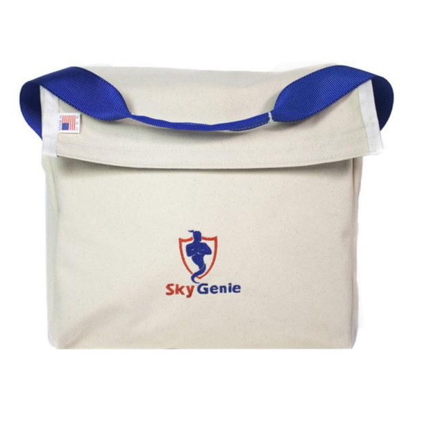 Descent Control Rope Bag for 1/2in Rope SkyGenie, durable and compact rope storage bag with blue straps for climbing and rescue ropes.