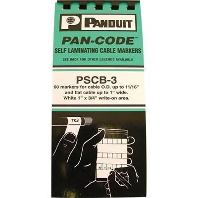 J.Racenstein Rope ID Tags (60), product packaging with instructions for self-laminating cable markers and a diagram showing how to use them.