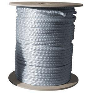 J.Racenstein Rockford Solid Braided Nylon Rope 1/2in, coiled on a cardboard spool, durable and suitable for various outdoor or industrial uses.