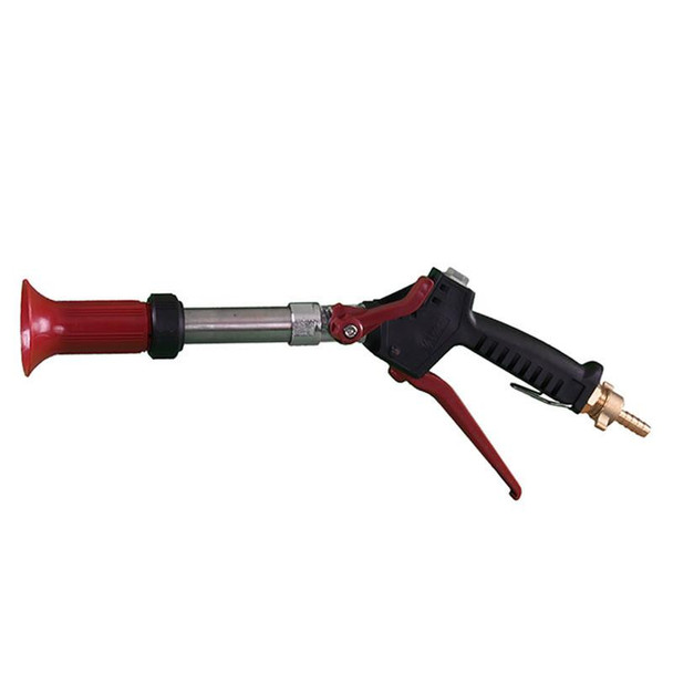 J.Racenstein Spray Gun Long Range Variable Pattern, a professional spray gun with a long metal nozzle, red handle, and adjustable pattern control for versatile painting applications.