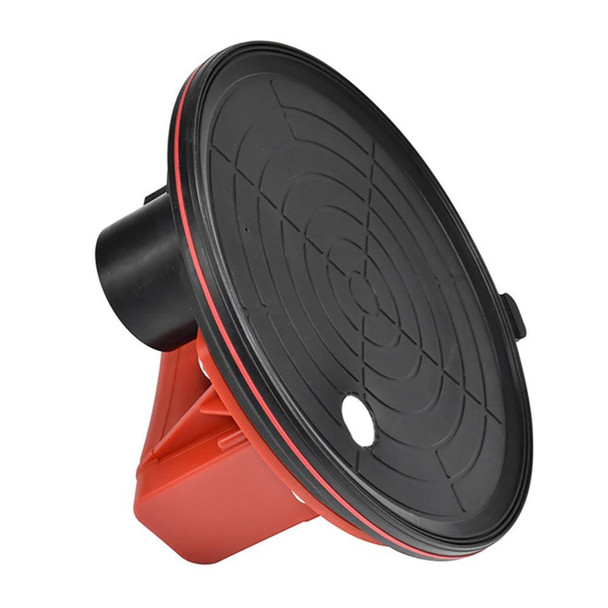 J.Racenstein Suction Cup 500LB 8in Battery Electric, black and red suction cup with a sturdy base and a circular gripping surface.
