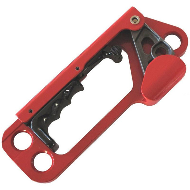 J.Racenstein CMI Ultracender Ascender, red portable climbing device with a handle and safety locking mechanism.
