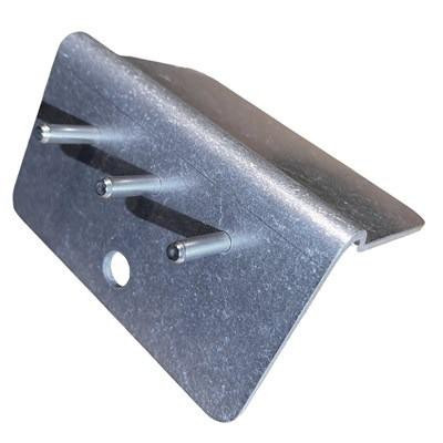 ProTool Edge Protector Aluminum 5in, close-up of a metal edge protector with a curved shape and three mounting bolts.