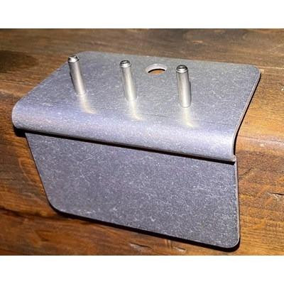 ProTool Edge Protector Aluminum 5in, a metal edge protector with three protruding pins on top, placed on a wooden surface.