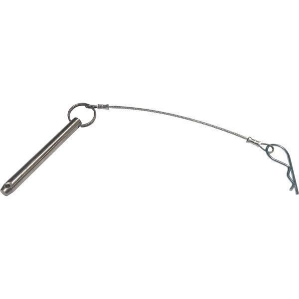 J.Racenstein Pin for Rig Long MIO, metallic fishing accessory with a cylindrical pin attached to a wire with a hook at the end.