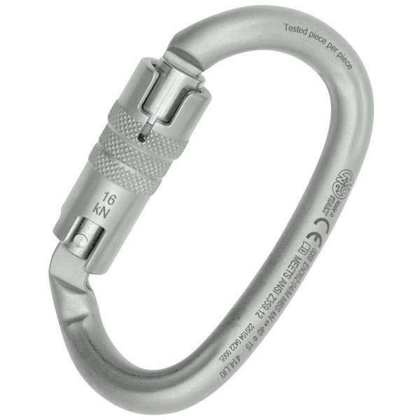 J.Racenstein ANSI OVALONE DNA Twistlock Connector KONG Lunar White, a safety climbing and rescue carabiner with a sleek lunar white finish and twistlock mechanism.