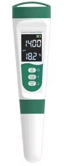 J.Racenstein TDS Meter Handheld TDS, pH, Salt, Temp, Quality, portable digital testing device displaying measurement data on screen.