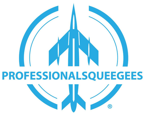 ProfessionalSquegees Rubber Professional Squegees Rubber Replacement, logo of a fighter jet with circular design elements.