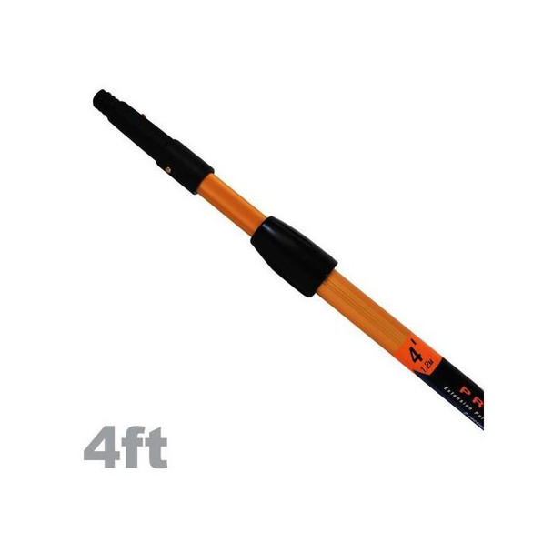 Ettore REA-C-H Aluminum Extension Poles, 4-foot orange extension pole with black handle and connection sections for painting or cleaning tools.