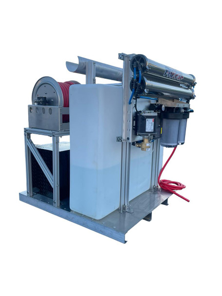 ProTool Solar Van Skid, industrial solar power supply unit with metal frame, hoses, and components for mobile solar energy system.