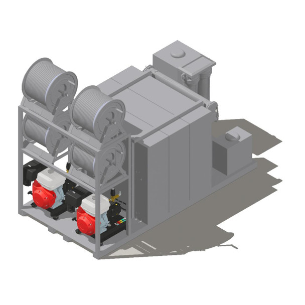 ProTool Van Drone Skid, industrial drone skidding system with multiple hoses and engines for vehicle repair and maintenance.