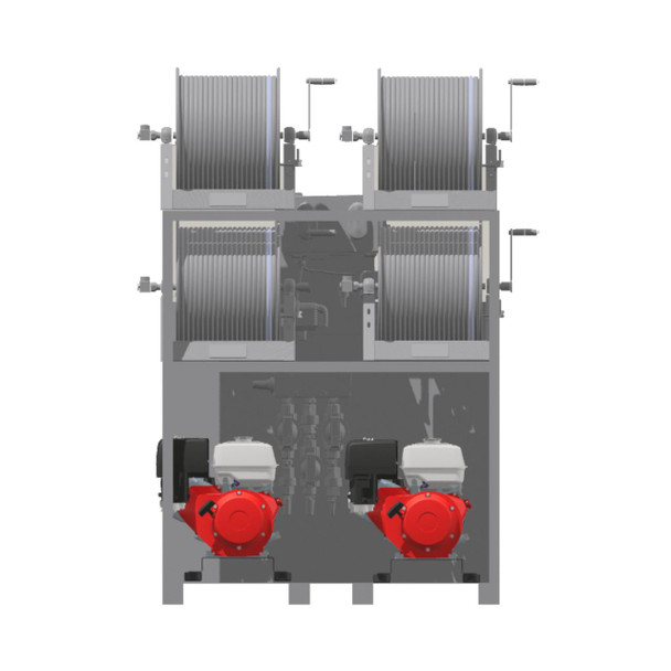 ProTool Van Drone Skid, industrial equipment with multiple reels and red engines for drone van applications.