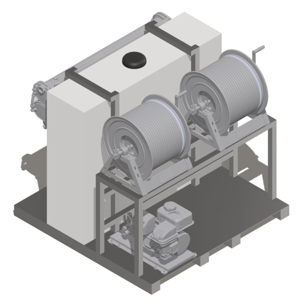 ProTool Soft Wash Water Fed Van Skid, a professional mobile washing system with water tanks, hoses, and pumps for soft washing and cleaning.