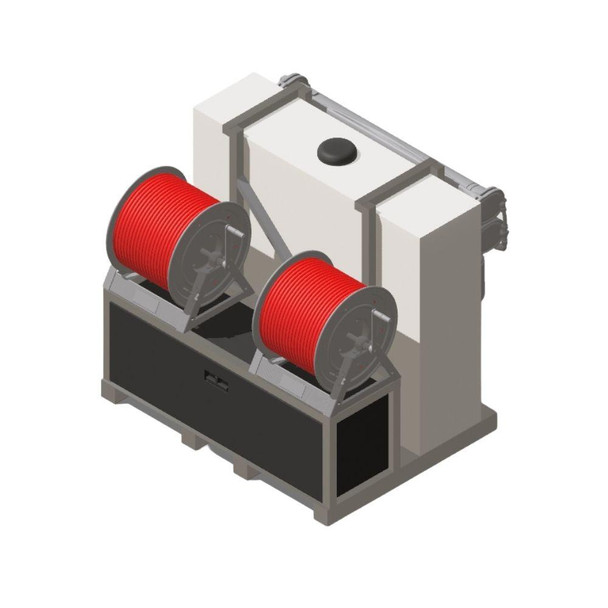 ProTool HydroStation Pure Water Skid, industrial water purification system with two red water hoses and a white main unit for pure water production.