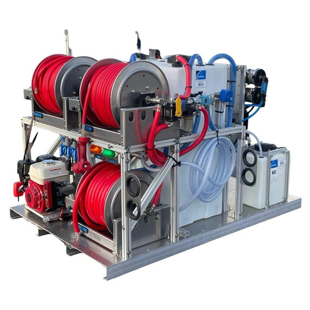 ProTool HydroStation Pure Water Skid, industrial water purification system with hoses, tanks, and pumps for clean water production.