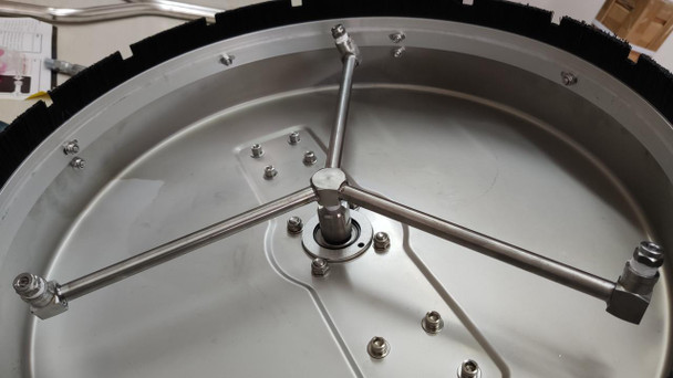 ProTool 24-inch Stainless Steel Surface Cleaner, industrial cleaning equipment with rotating nozzles and brushes for cleaning large stainless steel surfaces.