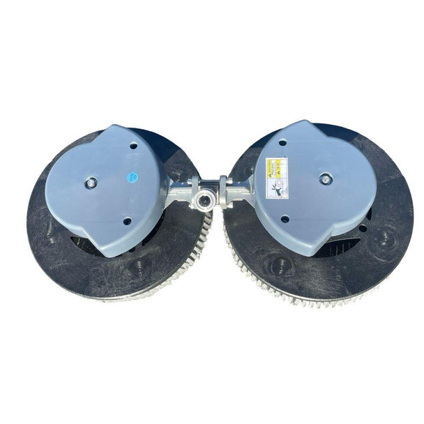 ProTool DualForce 25 Solar Brush, dual circular solar-powered cleaning brushes with black and gray components for solar panel cleaning.