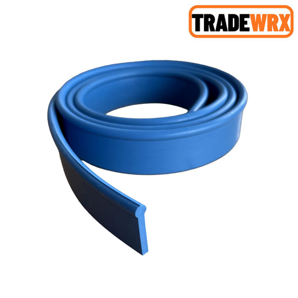 TRADEWRX Blue Squeegee Rubber 10pk, coiled blue rubber squeegee for window cleaning and printing applications.