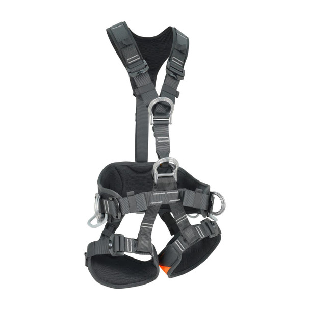 Kong Safety Equipment Kong X-Five Harness, heavy-duty safety harness with adjustable straps and metal D-rings for fall protection and climbing activities.
