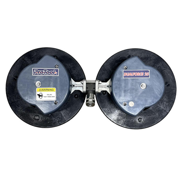 ProTool Dual Force 25 Brush Only, dual rotating cleaning brushes with black bristles and gray protective covers.