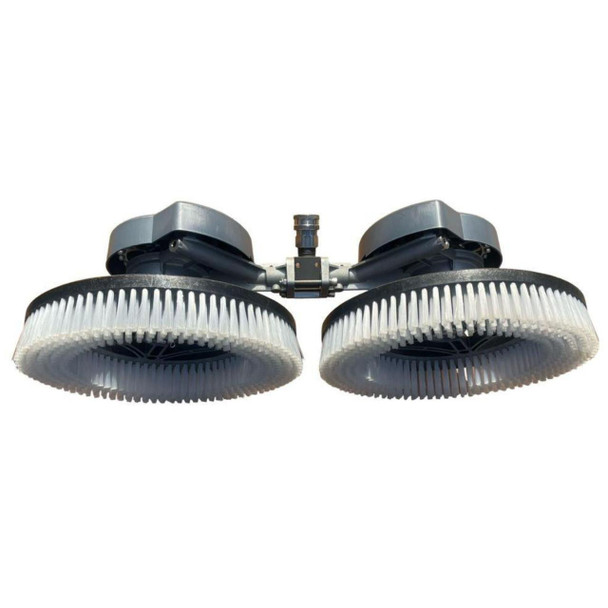 ProTool Dual Force 25 Brush Only, industrial cleaning brush with dual circular design and white bristles for surface scrubbing.