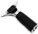 Ettore Handle For Unclipped Rubber - Quick Release Stainless Steel, close-up view of a stainless steel handle with black rubber grip for easy and secure use.