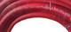 ProTool 3/4in ID Water Hose Per Foot, No Hose Ends, Hybrid Red Ultra Light, close-up of the red water hose coiled with technical specifications visible.