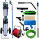 ProTool Ultimate Residential Kit, collection of home plumbing and water filtration tools and accessories including a water filter, garden hose reel, various pipes, fittings, and cleaning tools for residential plumbing systems.