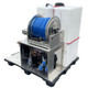 ProTool Soft Wash Skid 12V, industrial cleaning equipment with a large blue hose reel, water tank, and pump components.