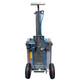 ProTool HiFlo Pure Water Cart Stainless Steel, portable water filtration system with stainless steel body, blue hoses, pressure gauge, and large wheels for mobility.