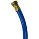 ProTool 1/2in Blue Braided Hose, close-up of durable blue braided water or air hose with brass fittings.