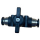ProTool Ball Valve 5/16in (8MM) Union for WFP, black plastic ball valve with metal connectors for water filtration systems.