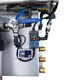 ProTool HydroPanel RODI Wall Mount, image showing a wall-mounted water filtration system with blue, black, and brass fittings, including a ball valve, control panel, and TDS monitor.