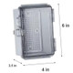 J.Racenstein Enclosure Box 4in x 6in x 3.5in Clear, transparent plastic rectangular electronic project enclosure with secure latch and vented interior.
