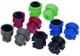 J.Racenstein Gardiner Enlarger 1/4 Stem to 5/16 Hose Push Fit, assorted colored plastic fittings for garden irrigation hoses.