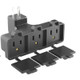 J.Racenstein Power Adaptor 3 Way 110v Exterior, black power strip with three outlets and protective covers.