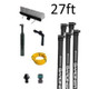 Gardiner Pole Systems Sectional WFP Gardiner 27ft Carbon, image showing components including a 27-foot carbon pole, three black extension poles, a hand grip, a yellow cord, and other accessories.