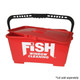 ProTool Bucket Rectangular FISH Red 06 Gal, a red plastic rectangular bucket with a black handle and a separate lid for window cleaning.
