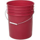 J.Racenstein Bucket 5 Gallon Round, red plastic bucket with metal handle for household and industrial use.