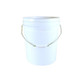 J.Racenstein Bucket 5 Gallon Round, white plastic bucket with a metal handle for versatile use in storage and transportation.