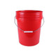 J.Racenstein Bucket 5 Gallon Round, red plastic utility bucket with metal handle, for household and industrial use.