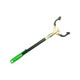 J.Racenstein Nifty Nabber Grabber, a reaching tool with a long black handle and a green grip, featuring a claw grabber head designed for picking up objects easily.
