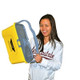 Ettore Bucket Super Compact with Handle, portable yellow cleaning bucket with handle being held by a smiling woman.