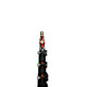 J.Racenstein Rotary Solar Brush 32in Water Powered with 30ft ProTool Apex Solar Pole, water-powered rotary cleaning brush mounted on a black telescopic pole with red and gold fittings.